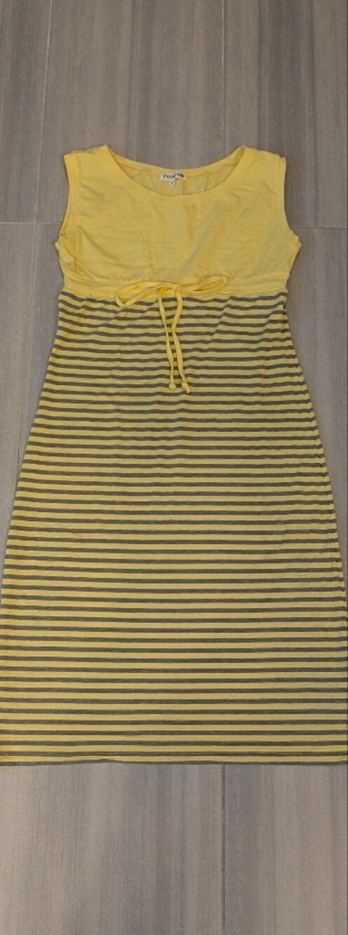 Yellow & Gray Striped Drawstring Women’s Skirt